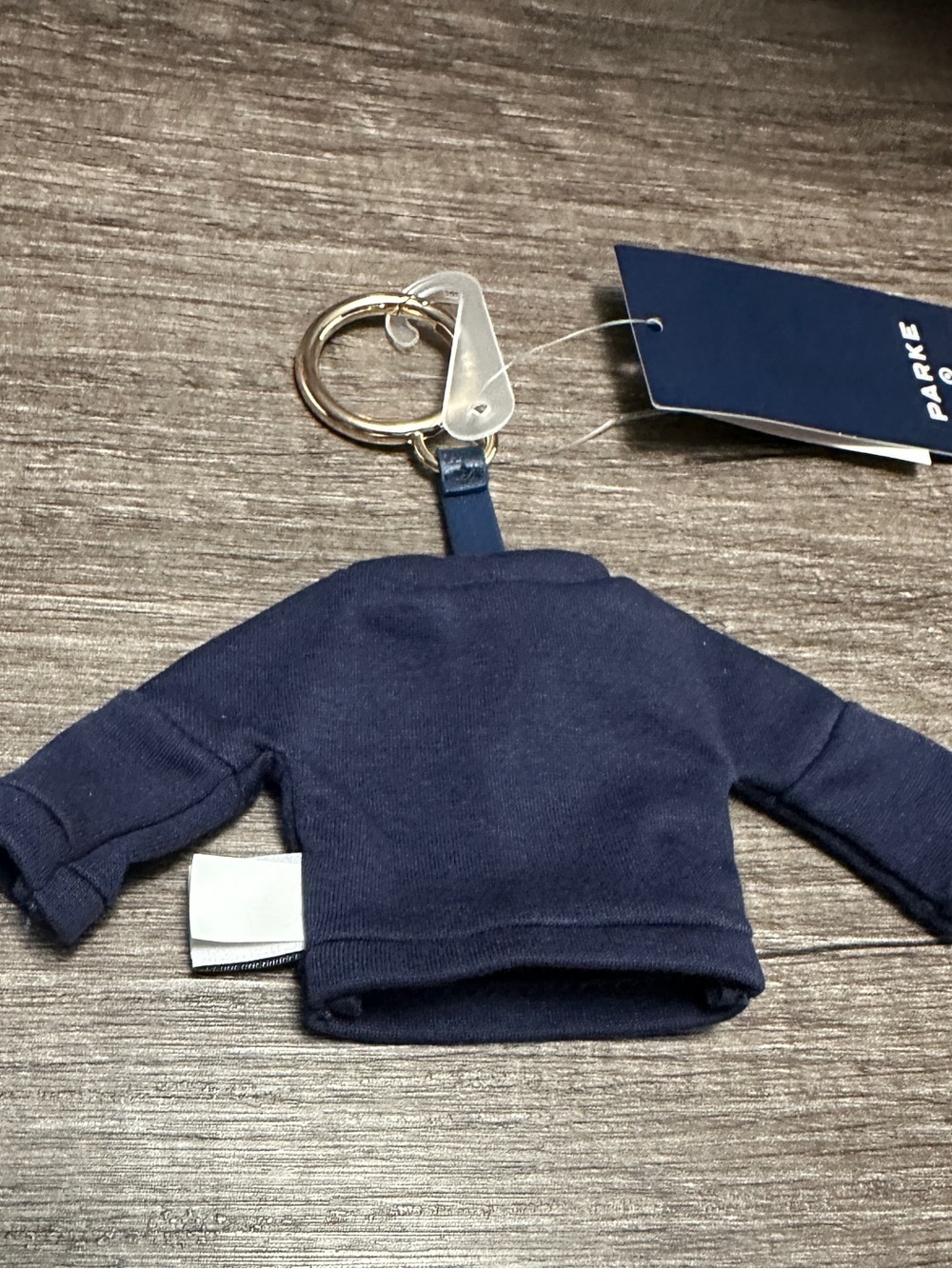Parke Navy Mini Sweatshirt Keychain with Gold-Tone Ring - Picture 4 of 4